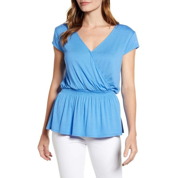 Tops - Gibson Smocked Jersey Peplum